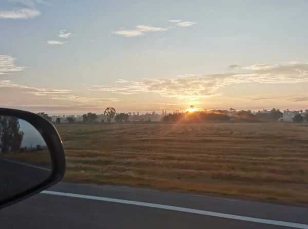 Soarele Dimineții Mediul Rural — Fotografie, imagine de stoc