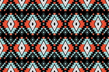 Geometric ethnic tribal vintage seamless pattern. Applied traditional design for background, carpet, wallpaper, clothing, wrapping, Batik, fabric, fashion design. Vector illustration embroidery style.