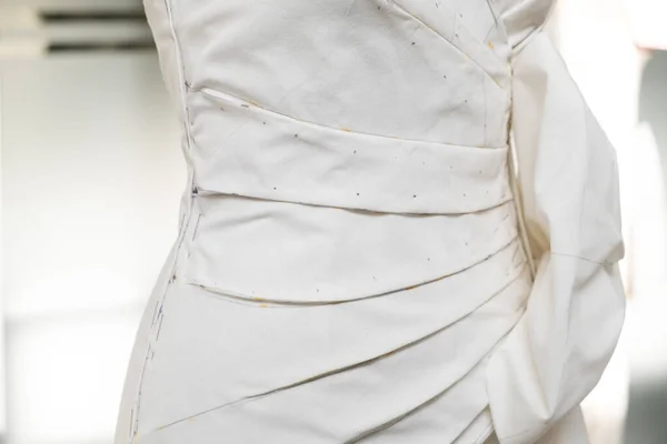 Tailor Textile Female Mannequin Black Lines Covered Canvas Fabric Pattern — Fotografia de Stock