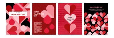 Valentines day. Romantic set vector pattern backgrounds. Modern pink and red pattern with hearts for wedding, valentines day, birthday. Ornament for postcards, wallpapers, wrapping paper, hobbies.