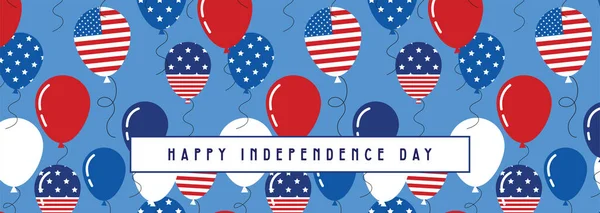 7月4日美国独立日庆祝活动 销售促销横幅模板与美国气球旗 海报模板 矢量图解 矢量说明 — 图库矢量图片