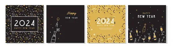 新年快乐 2024年 收集问候背景设计 社交媒体宣传内容 矢量说明 免版税图库矢量图片