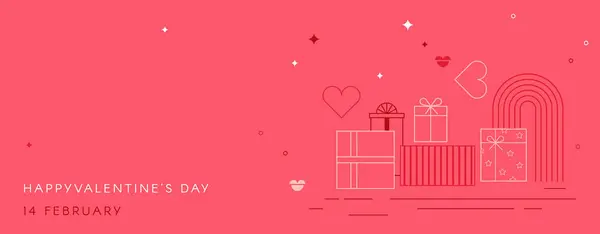 День Святого Валентина Продаж Веб Банер Плакат Багатьма Солодкими Серцями — стоковий вектор
