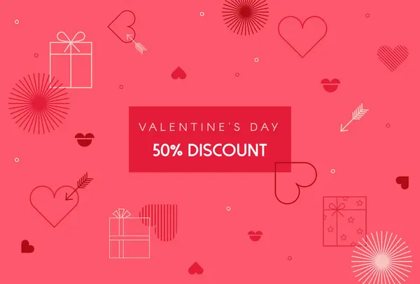 День Святого Валентина Продаж Веб Банер Плакат Багатьма Солодкими Серцями Ліцензійні Стокові Ілюстрації