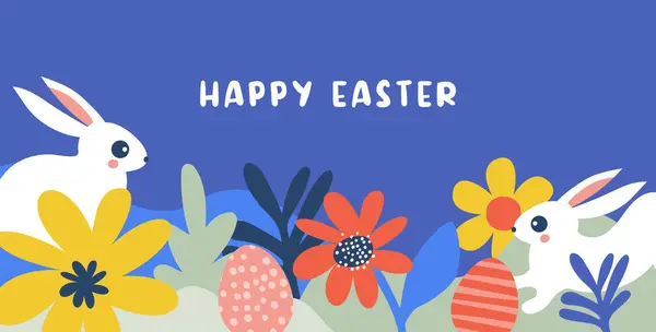 Hello Tavasz Nyári Idő Boldog Húsvétot Díszített Modern Stílusú Kártya Stock Vektor