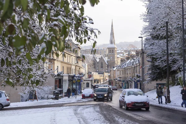 Bath United Kingdom December 2010 Claverton Street Widcombe Winter Snow — Stock Photo, Image