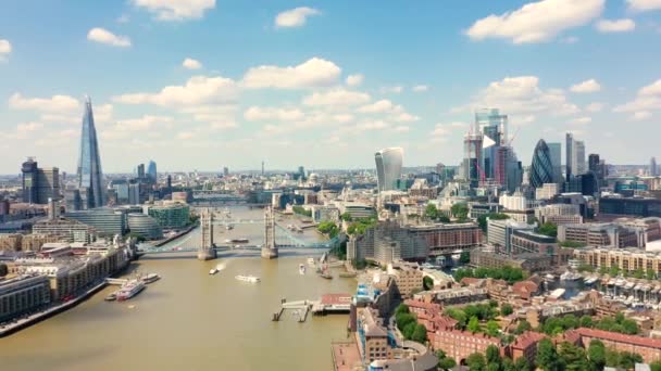 Vue Londres Tamise Haut Par Temps Ensoleillé Images Aériennes Vers — Video