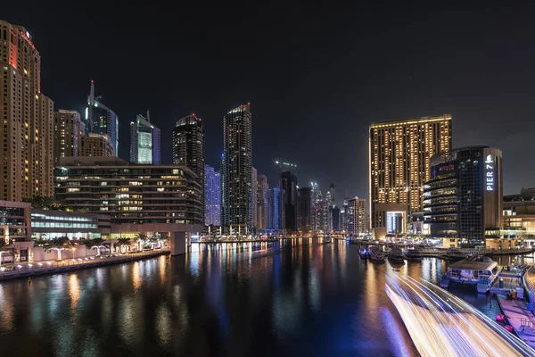 Dubai Marina Noite Emirados Árabes Unidos — Fotografia de Stock