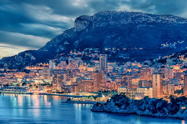Monako Francouzské Riviéře Večer — Stock fotografie