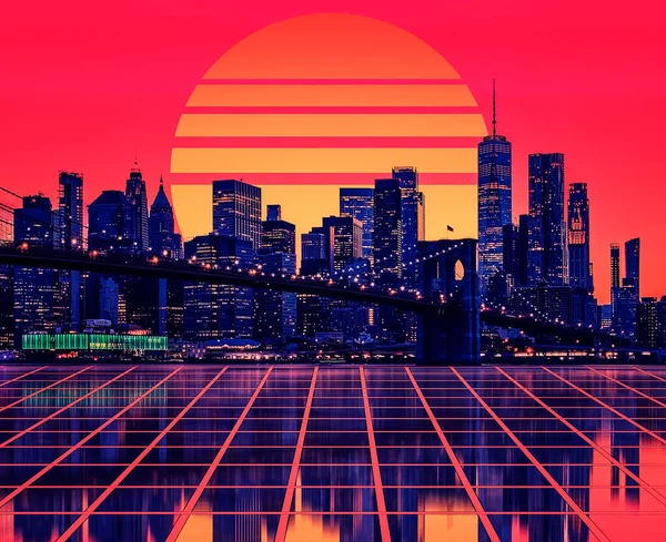 Retrowave Styl New York City — Stock fotografie