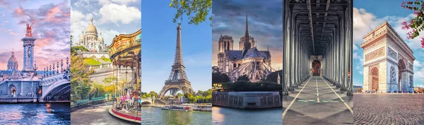 Paris City Famous Landmarks Collage — Stock Photo, Image