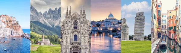 Collage Monumentos Famosos Italia —  Fotos de Stock