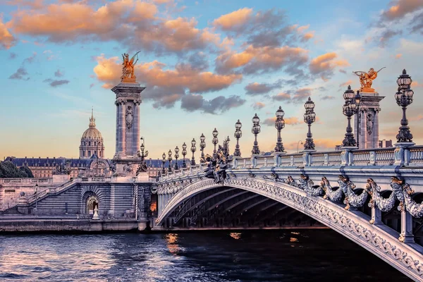 Puente Alexandre Iii París Atardecer — Foto de Stock