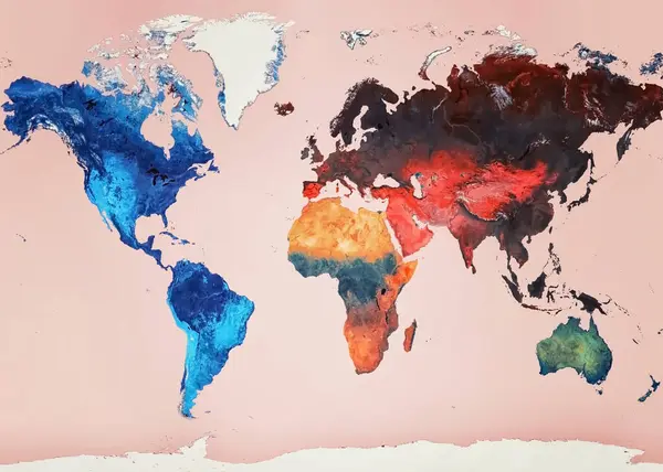 Carte Monde Géographique Colorée Très Détaillée Photos De Stock Libres De Droits