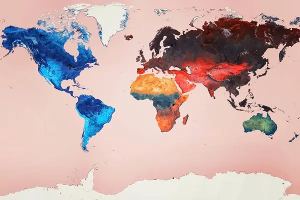 Sehr Detaillierte Farbenfrohe Geografische Weltkarte lizenzfreie Stockfotos