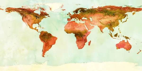 Sehr Detaillierte Farbenfrohe Geografische Weltkarte Stockbild