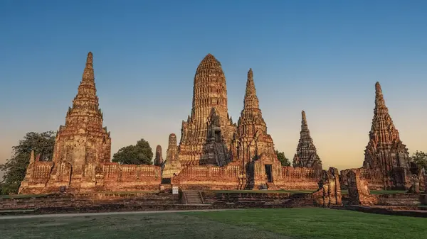 Starověké Ruiny Chrám Ayutthaya City Thajsko Stock Snímky