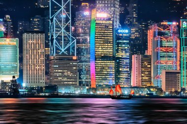 Hong Kong şehir içinde Victoria Harbor 