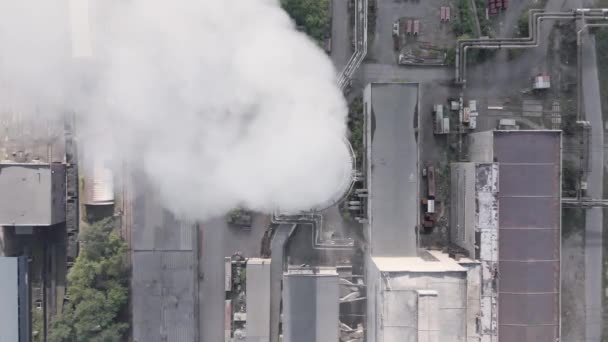 Spalování Uhlí Elektrárnách Kouř Komína Elektrárně Tlustý Kouř Obrovské Tovární — Stock video