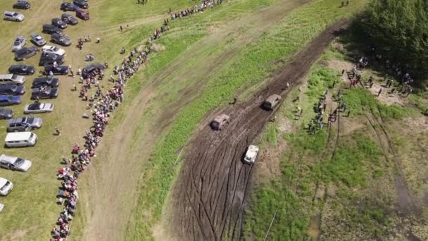 Terrängbilsracing Hastighet Ridning Rally Racing Konkurrensen 4X4 Bilar Dålig Väg — Stockvideo