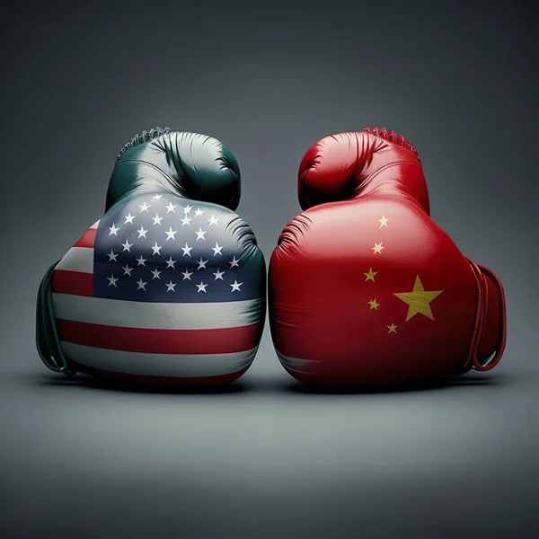 Usa China Boxing Glove Fighter Stock Picture