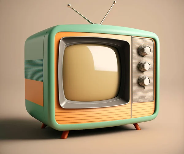 Vintage television with pastel colour