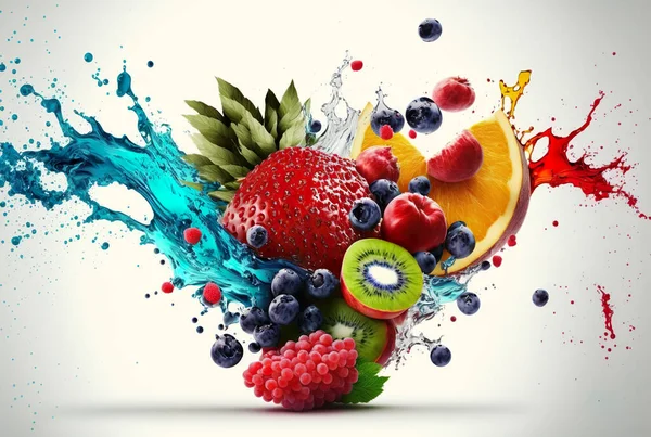 混合果物のジューススプラッシュ ロイヤリティフリーのストック画像