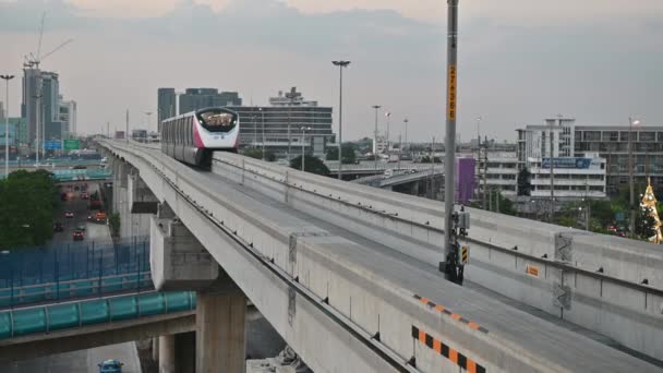 Bangkok Thajsko Prosince 2023 Mrt Růžová Linka Bangkoks Nové Nebe — Stock video