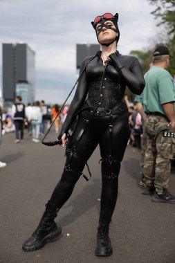 Bükreş, Romanya - 27 Nisan 2025: Doğu Avrupa Comic Con 'da Cosplayers. Çizgi roman, film, TV dizisi, bilim kurgu ve fantezi, oyun, Japon kültürü, Anime, Manga, tahta oyunları, kart oyunları ve son olarak da teknoloji oyunlarını seviyorlar..