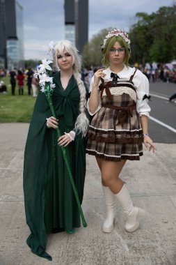 Bükreş, Romanya - 27 Nisan 2025: Doğu Avrupa Comic Con 'da Cosplayers. Çizgi roman, film, TV dizisi, bilim kurgu ve fantezi, oyun, Japon kültürü, Anime, Manga, tahta oyunları, kart oyunları ve son olarak da teknoloji oyunlarını seviyorlar..