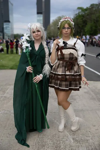 Bükreş, Romanya - 27 Nisan 2025: Doğu Avrupa Comic Con 'da Cosplayers. Çizgi roman, film, TV dizisi, bilim kurgu ve fantezi, oyun, Japon kültürü, Anime, Manga, tahta oyunları, kart oyunları ve son olarak da teknoloji oyunlarını seviyorlar..