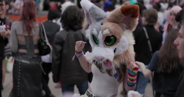Bükreş, Romanya - 27 Nisan 2025: Doğu Avrupa Comic Con 'da Cosplayers. Çizgi roman, film, TV dizisi, bilim kurgu ve fantezi, oyun, Japon kültürü, Anime, Manga, tahta oyunları, kart oyunları ve son olarak da teknoloji oyunlarını seviyorlar..