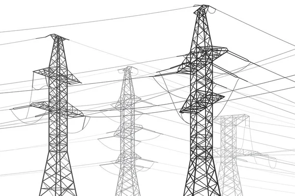 Hochspannungsübertragungssysteme Strommast Stromleitungen Ein Netzwerk Vernetzter Elektrizität Vektordesign Illustration — Stockvektor