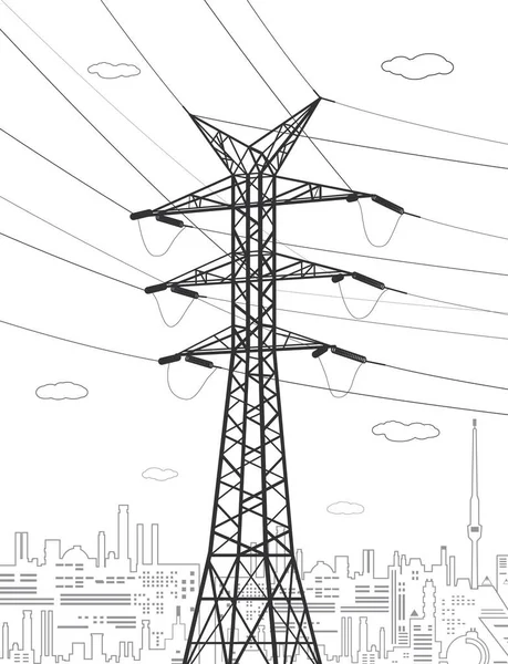 高電圧伝送システム 電柱だ 送電線だ 相互接続された電気のネットワーク ベクターデザインイラスト — ストックベクタ