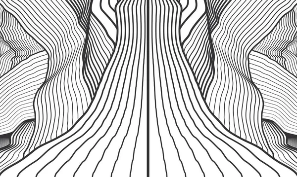 Fond Vectoriel Abstrait Décrivez Les Montagnes Illustration Ligne Des Vagues — Image vectorielle
