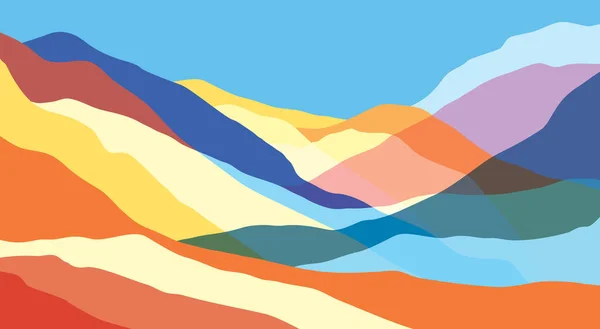 Montañas Colores Olas Translúcidas Formas Vidrio Abstracto Multicolor Fondo Moderno — Vector de stock