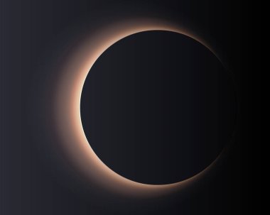 Black geometric abstraction. Dark background. Solar eclipse. Vector design