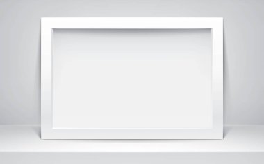Realistic empty frame on light background. Table surface. Border for your creative project, mockup for you business project. Vector design