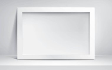Realistic empty frame on light background. Table surface. Border for your creative project, mockup for you business project. Vector design