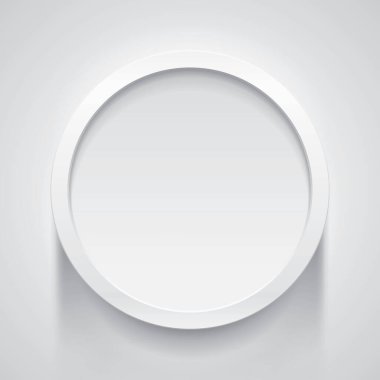 Realistic empty cirle frame on light background, border for your creative project, mockup for you project. Vector design