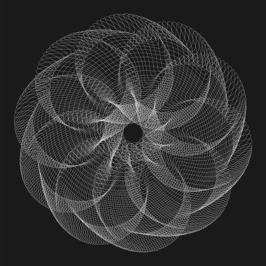 Abstract guilloche shape on black background for you projects. Vector design art