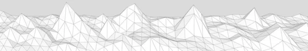 Abstract Mountainous Landscape Mesh Low Poly Modeling Gray Crystal Vector — Stock vektor