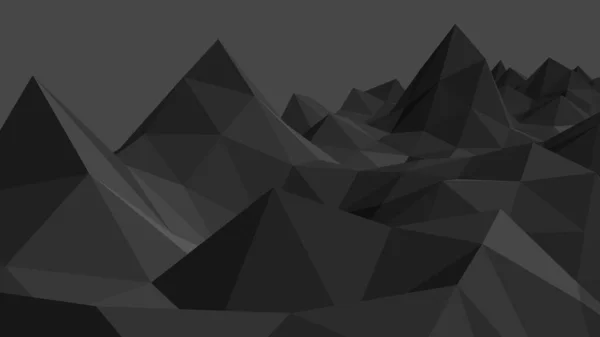 Paysage Montagneux Noir Abstrait Maille Modélisation Basse Poly Cristaux Sombres — Image vectorielle