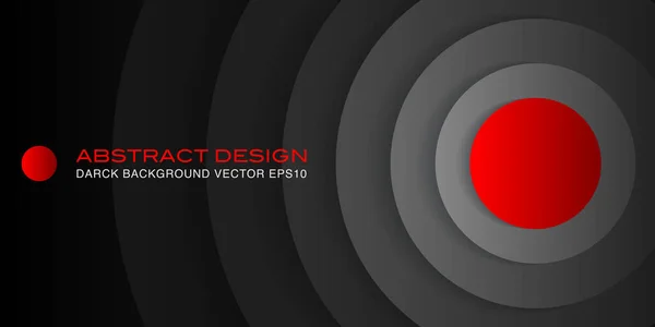 Cercles Concentriques Avec Ombres Fond Sombre Abstrait Rouge Centre Des — Image vectorielle