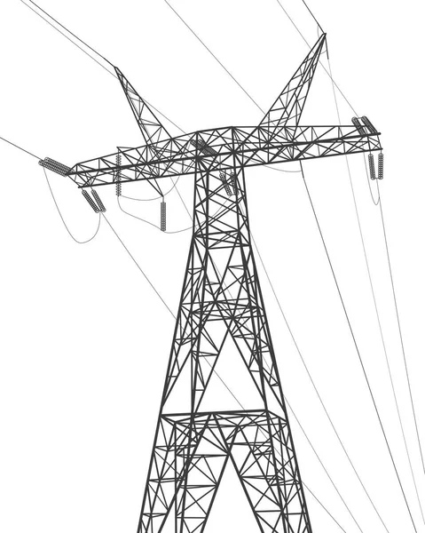 Systemy Przesyłowe Wysokiego Napięcia Biegun Elektryczny Linie Energetyczne Sieć Połączonych — Wektor stockowy