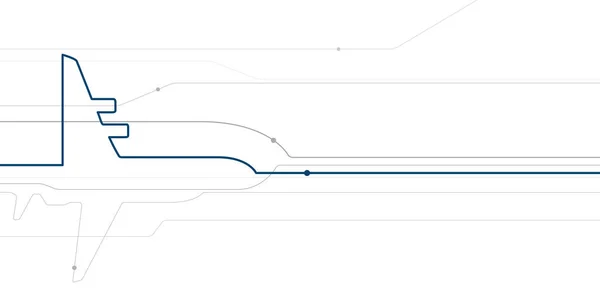 Транспорт Авиа Самолет Набросок Иллюстрации Вашего Проекта Серые Синие Линии — стоковый вектор
