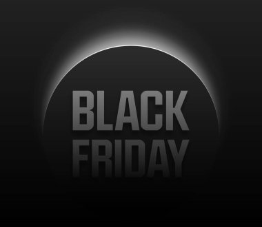 Dawn Black Friday İndirimi. Karanlık arka plan, geometrik soyutlama. Güneş tutulması. İş projeleriniz için vektör tasarımı