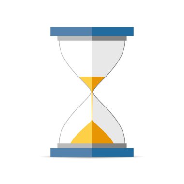 Düz stil kum saati simgesi, beyaz arkaplanda kum saati. Projeniz için vektör tasarım ögesi 