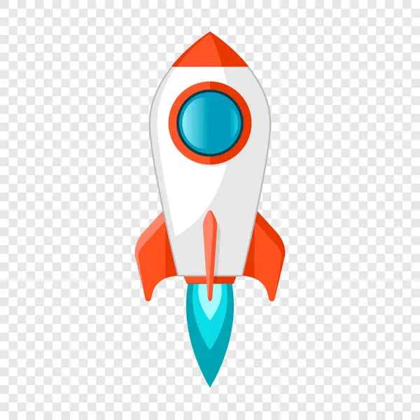 Rocket Ship Icon Flat Style Spacecraft Takeoff Transparent Background Start — Stock Vector