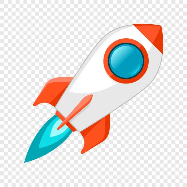 Raketschip Icoon Vlakke Stijl Ruimteschip Start Transparante Achtergrond Start Illustratie Rechtenvrije Stockillustraties